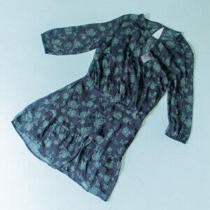 NEW Abercrombie & Fitch Navy Blue Floral 3/4 Sleeve Fit Flare Dress Size Medium